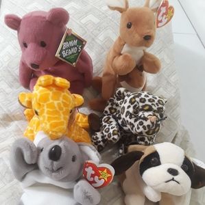 Jungle Animals - Lot of all 6 TY Beanie Babies New Tags